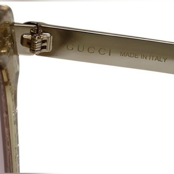 Gucci Women's Sunglasses Gold Glitter Web Stripe Square GG0281SA 004 50-23-146 - Picture 14 of 15